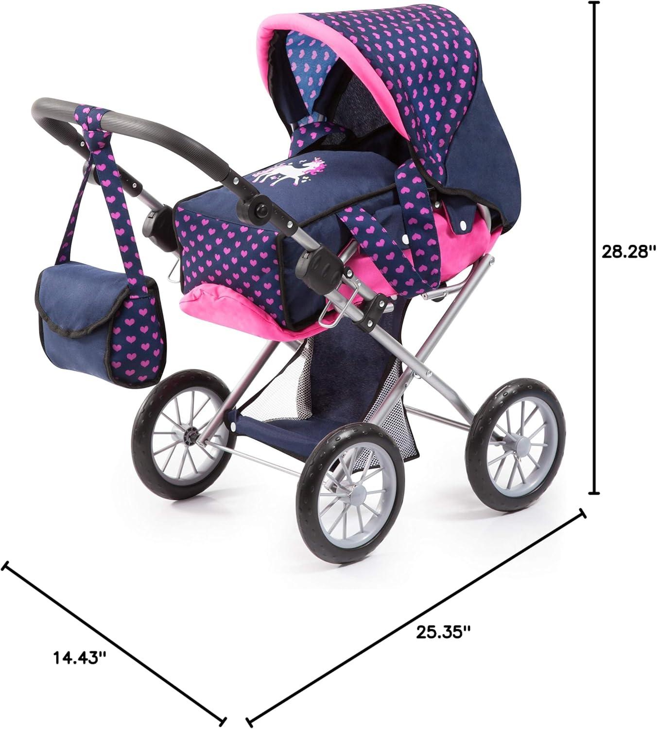 Bayer Design Baby Doll City Star Pram in Polka Dots, Blue/Pink