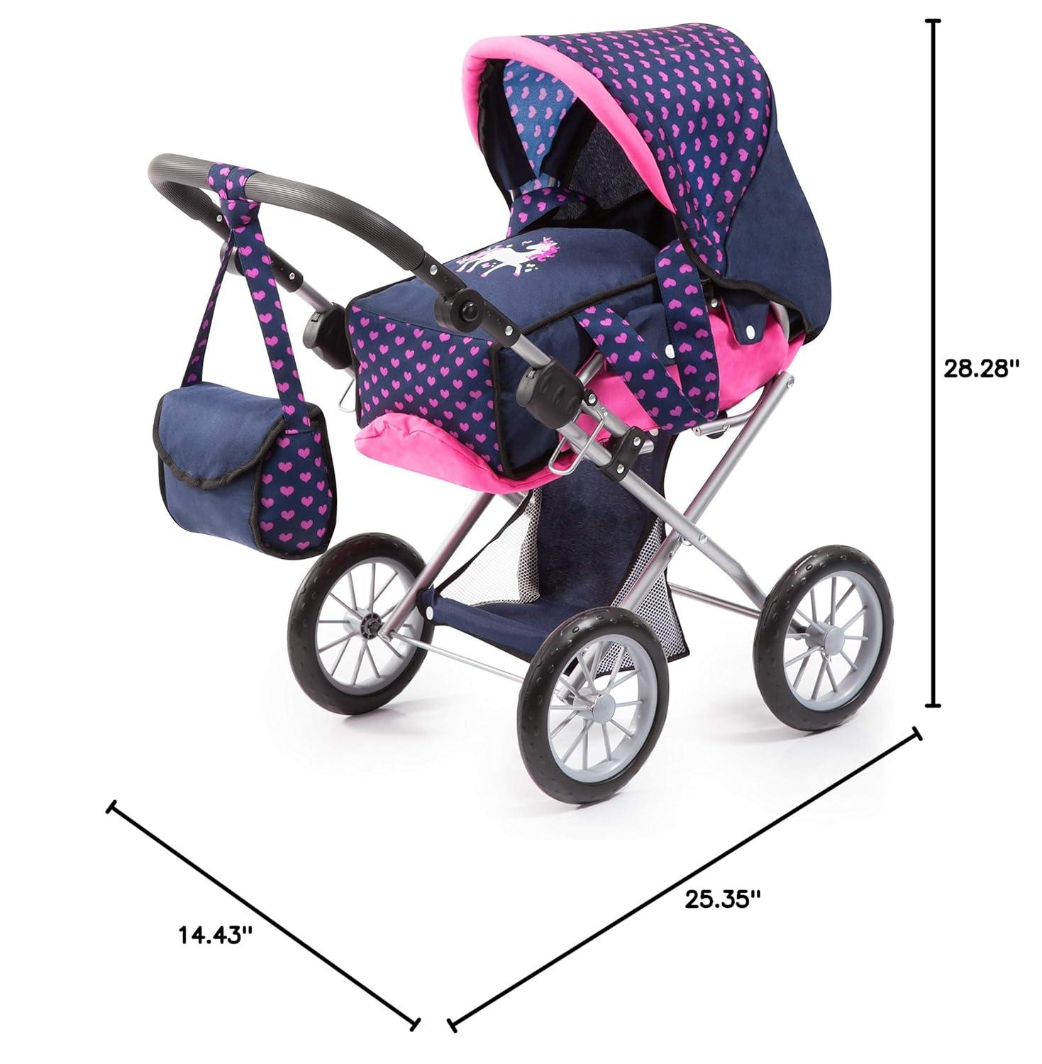 Bayer Design Baby Doll City Star Pram in Polka Dots, Blue/Pink