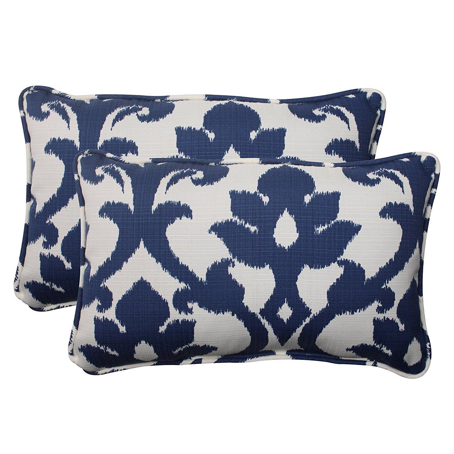 Pillow Perfect Essence Onyx Damask Indoor/Outdoor Reversible Throw Pillow (Set of 2)