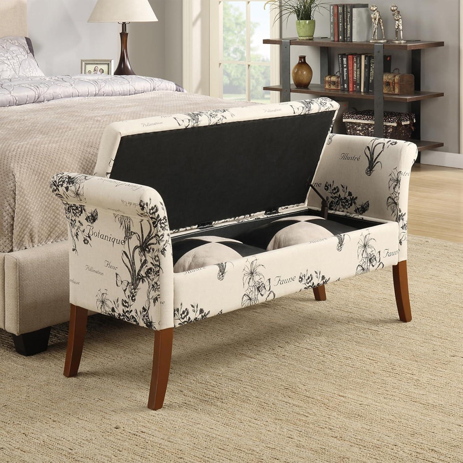 Convenience Concepts Designs4Comfort Garbo Storage Bench, Botanical Print Canvas