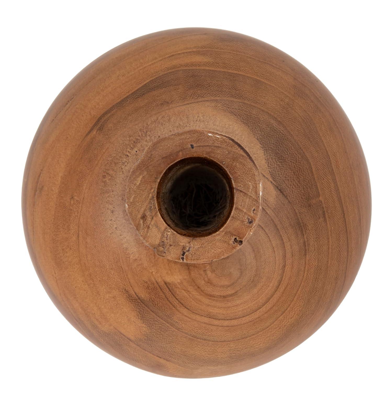 Storied Home Decorative Paulownia Wood Vase, Walnut Finish