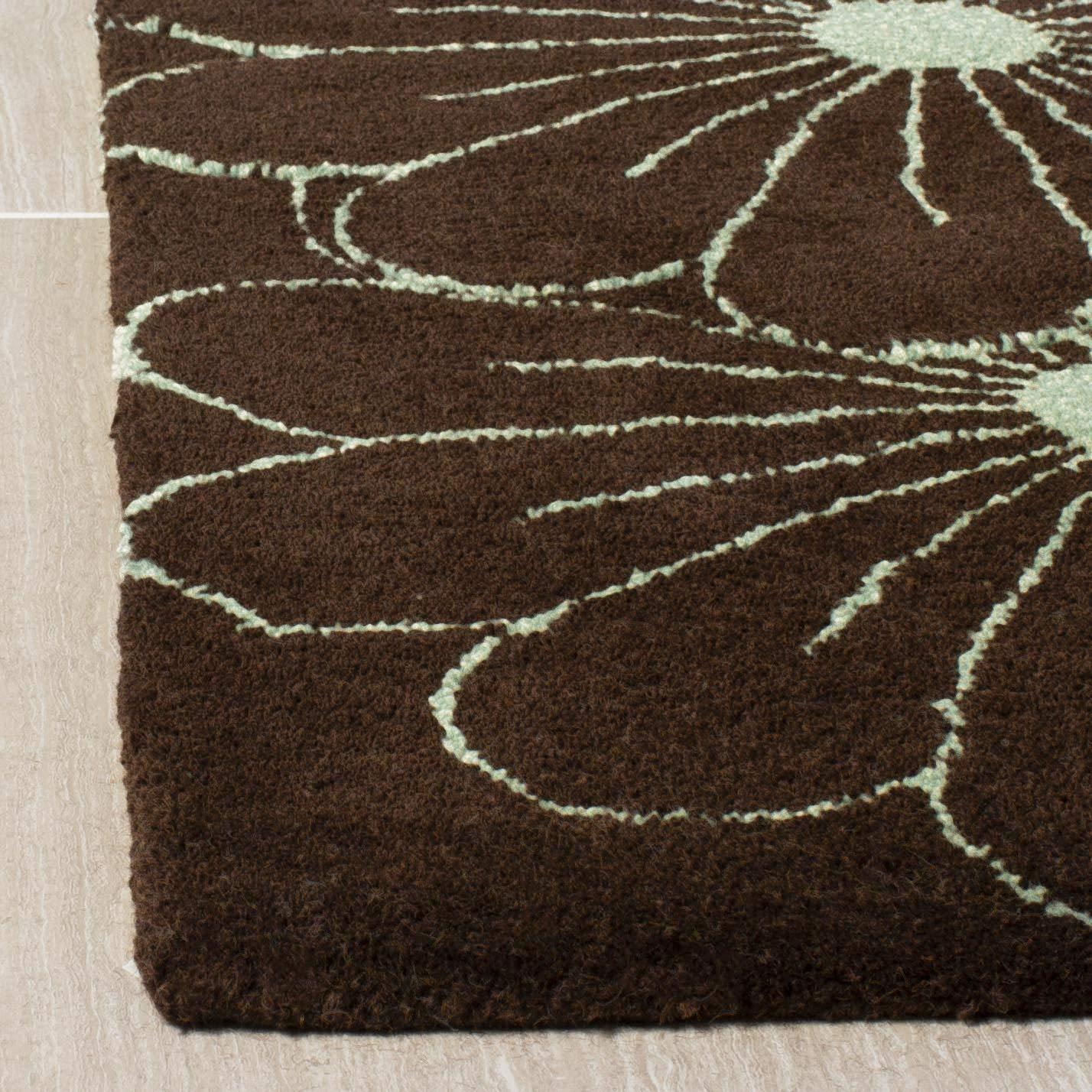 SAFAVIEH Soho Megan Floral Wool Area Rug, Brown/Teal, 2' x 3'