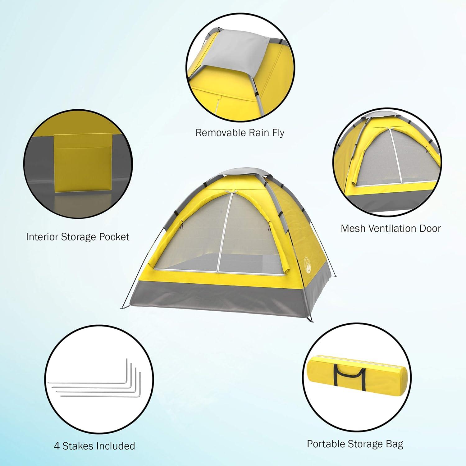 2 Person Camping Tent with Rain Fly and Carrying Bag