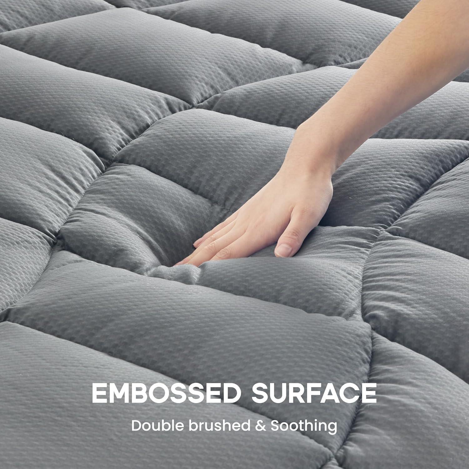 Sonive Queen Mattress Protector, Mattress Topper up to 21 Inches Deep Pocket Pad with 5-Zone Ergonomic Design, Soft Mattress Pad Microfiber Breathable Mattress Cover Machine Washable Grey