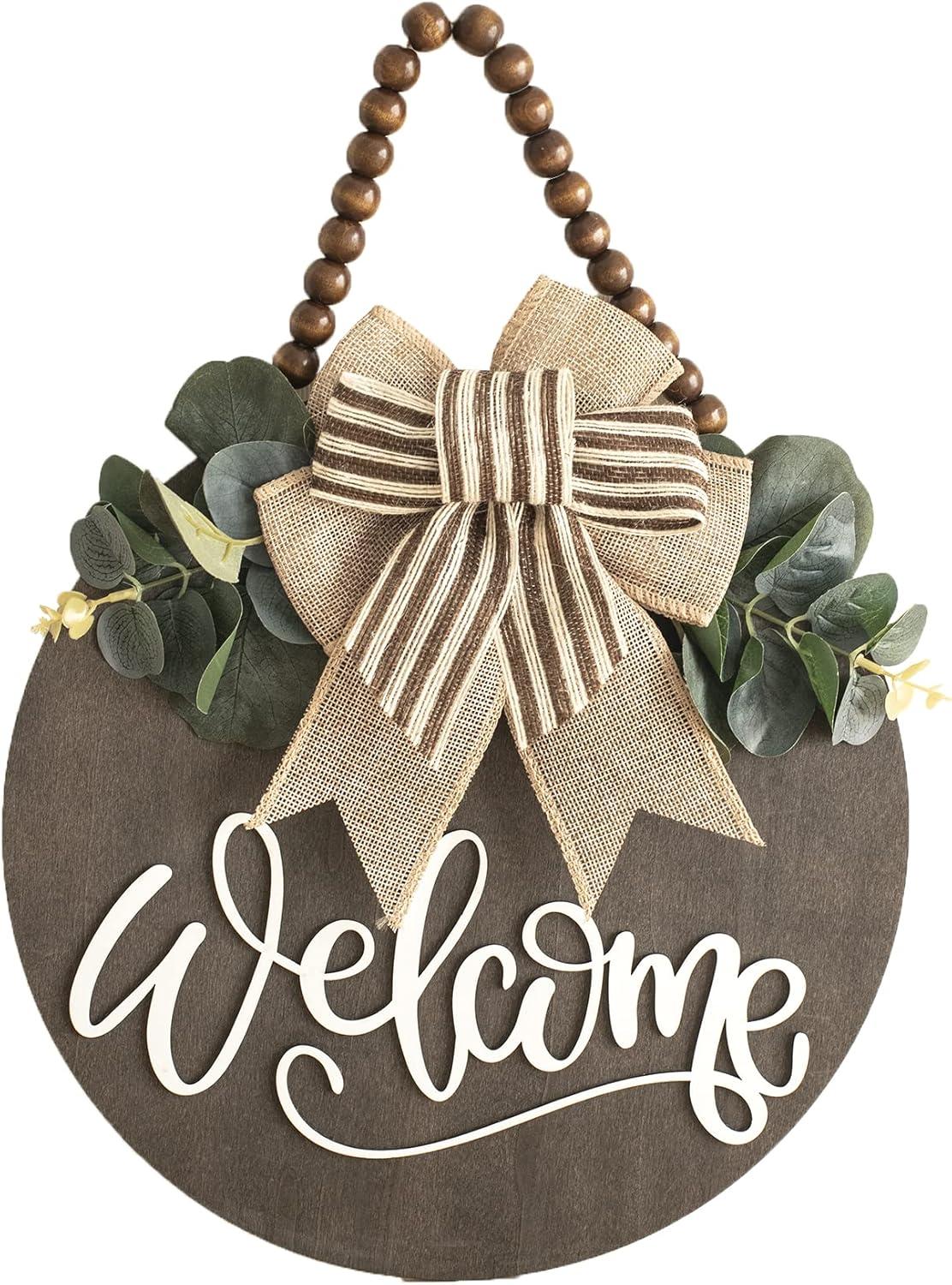 ZIZOCWA Welcome Front Door Sign Welcome Stereo Board Background Wall Decoration Garden Door Hanging Window Wall Hanging Decoration Garland for Farmhouses Khaki