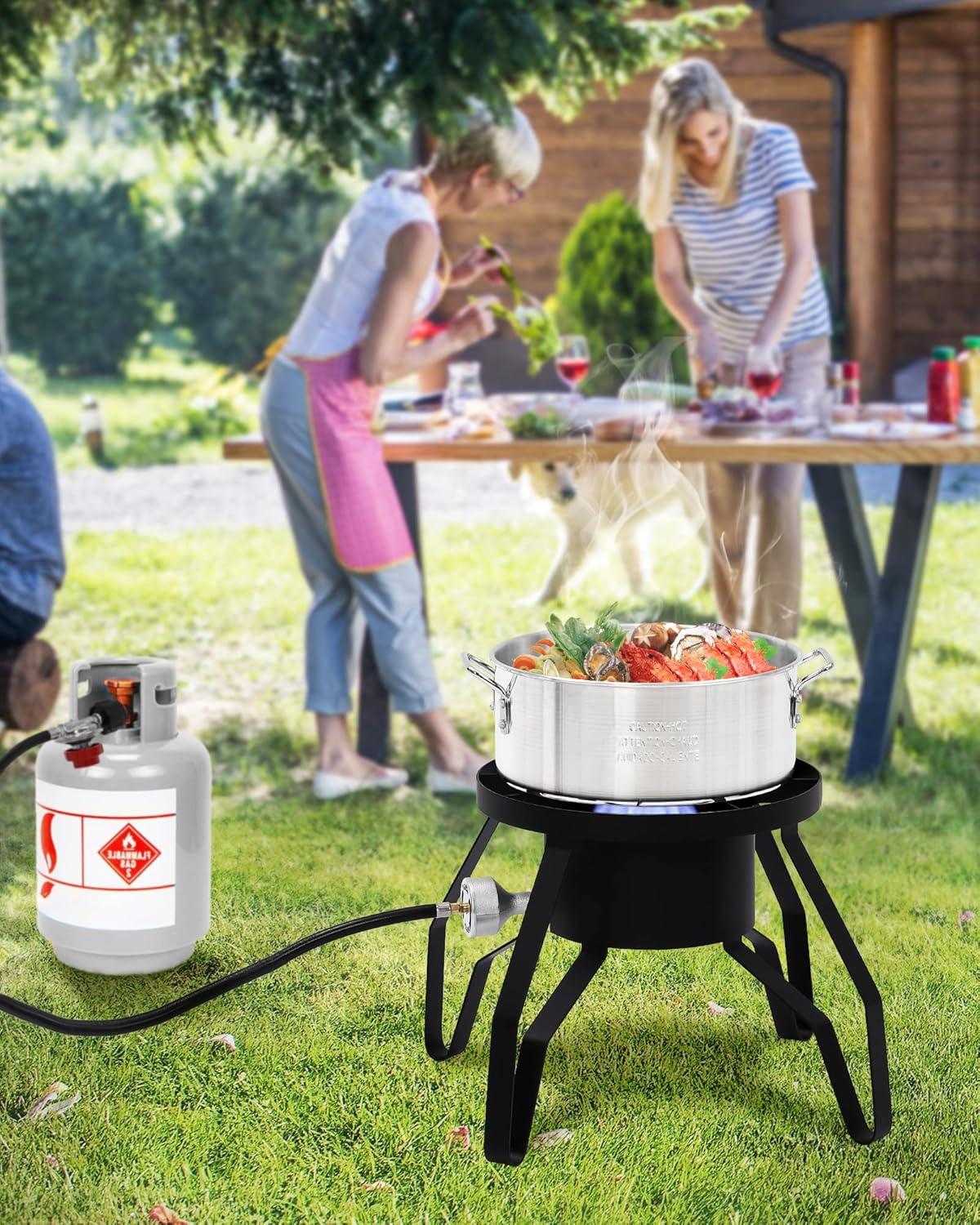 SingleBur-nerOutdoor Stove Propane, [High Heat Output][Portable] for Home Brewing, Turkey Fry, Maple Syrup Prep-14"