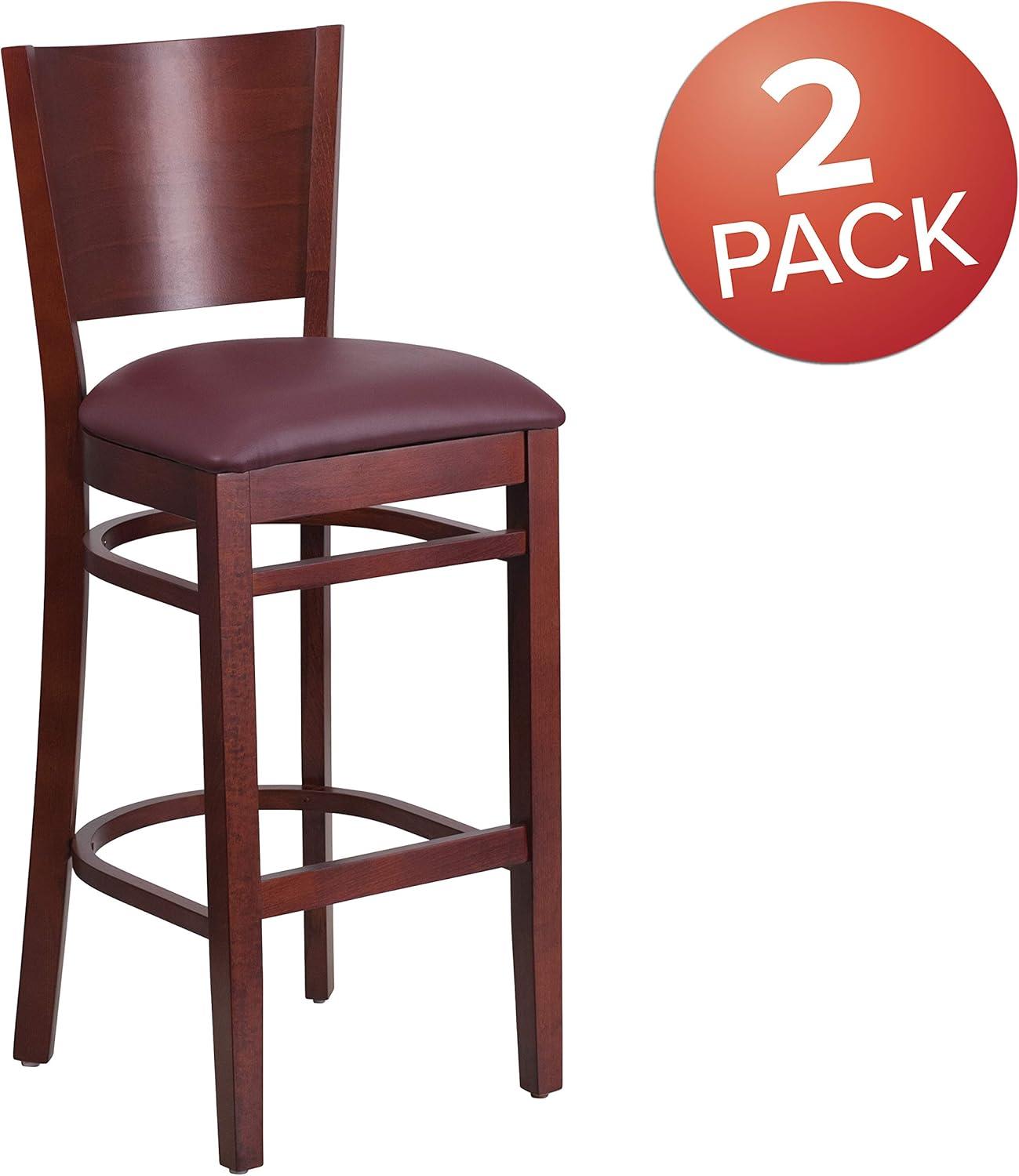Flash Furniture Lacey Series Solid Back Walnut Wood Restaurant Barstool