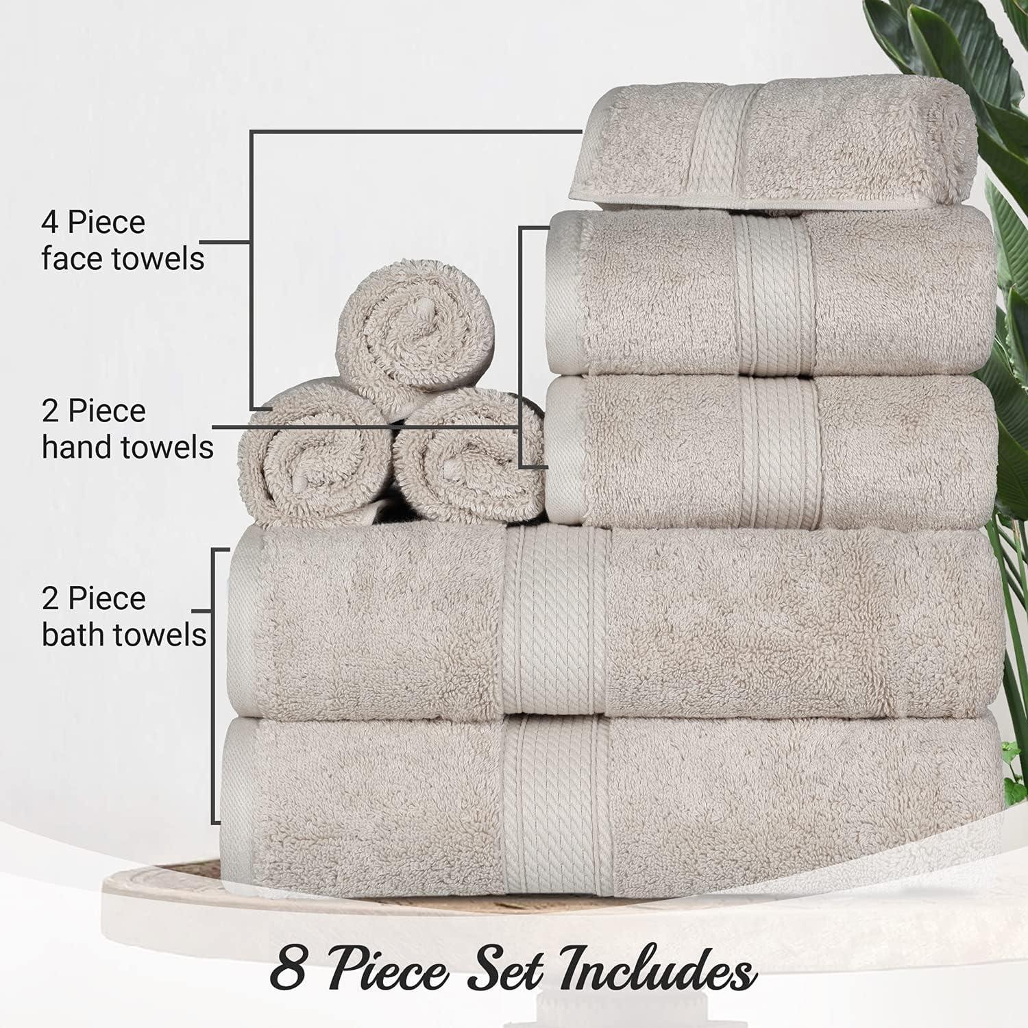Ultra Soft Stone Egyptian Cotton 8-Piece Towel Set