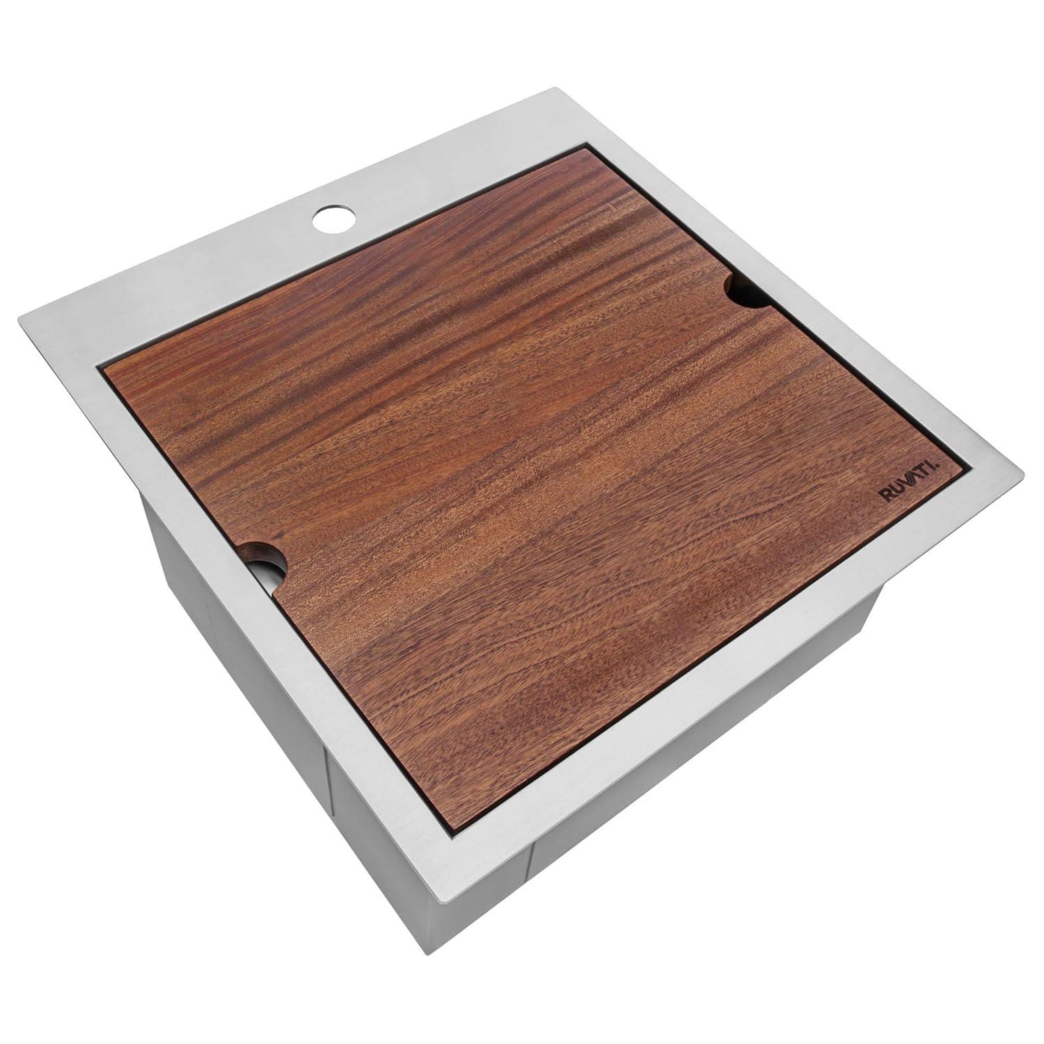 Ruvati 21 x 20 inch RV Workstation Drop-in Topmount Bar Prep Kitchen Sink 16 Gauge Stainless Steel