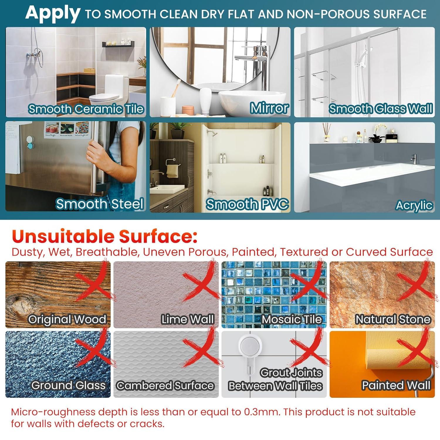 Shower Caddy Suction Cup 2 Pack With Hooks & Soap Holder, Heavy Duty Shower Organizer For Bathroom