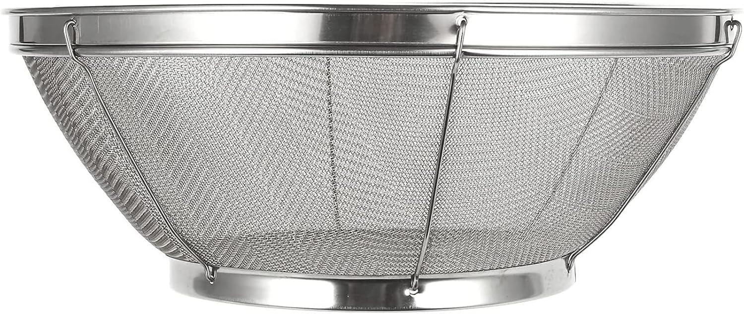 Large Fine Mesh Pasta Round Strainer, Metal Colander for Rice, Salad,Quinoa, Yogurt, Cooking (11 x 4 In)