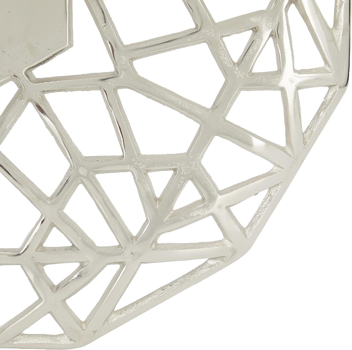 DecMode 24" Silver Aluminum Geometric Wall Clock with Cut Out Design