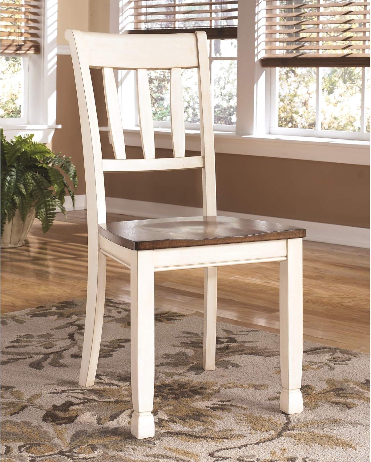 2pc Whitesburg Dining Room Side Chair Cottage White - Signature Design by Ashley: Hardwood Frame, Slat Back Design