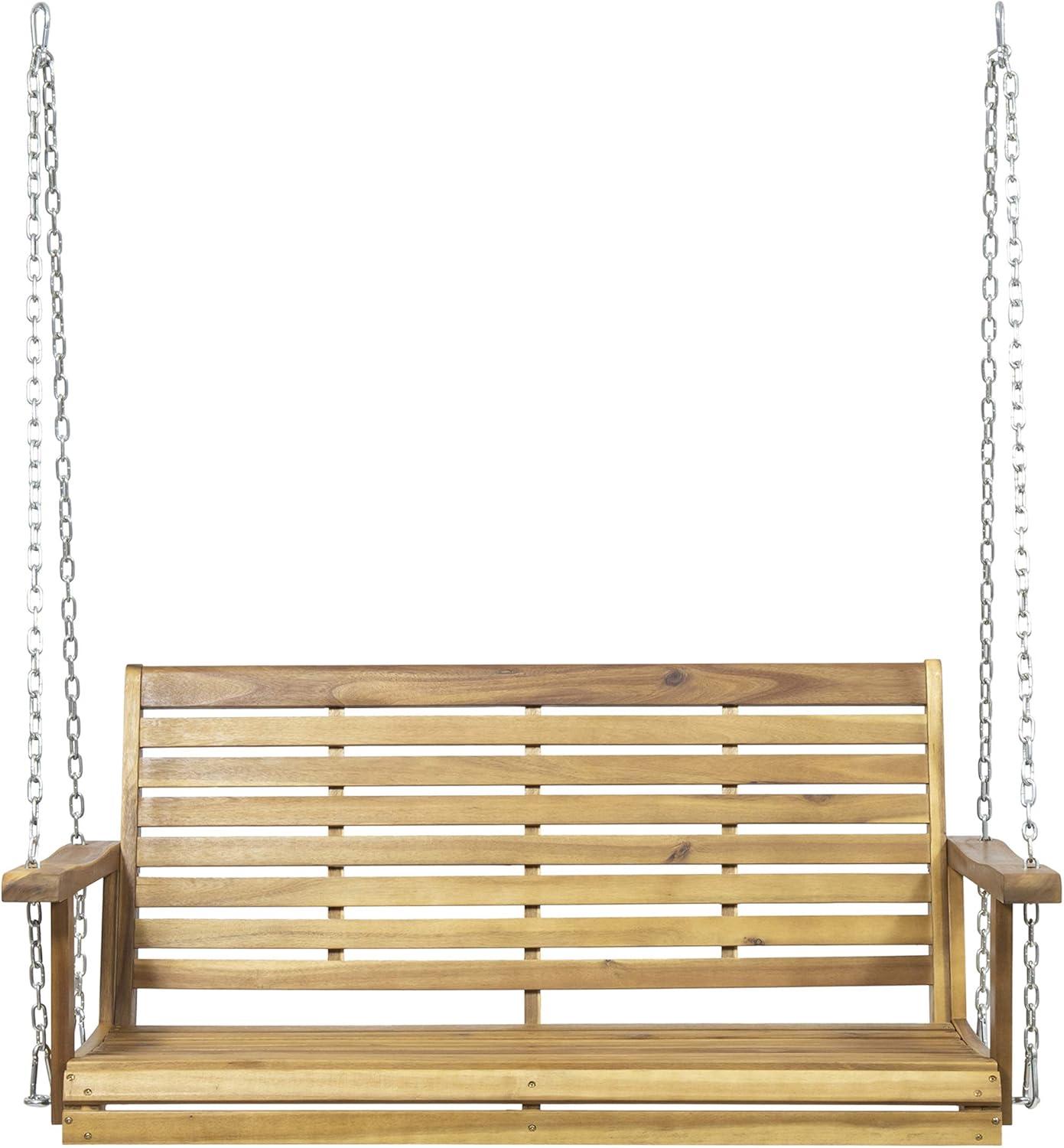 GDF Studio Viola Outdoor Acacia Wood Porch Swing, Teak