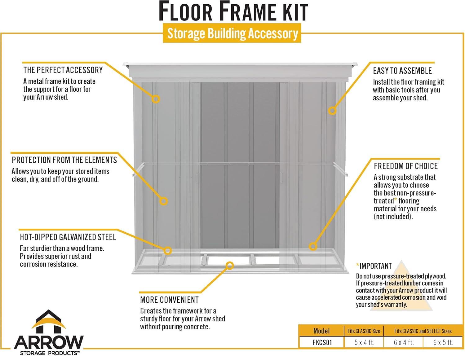 Arrow Grey Floor Frame Kit for Arrow Classic Sheds 5x4, 6x4, 6x5 ft. and Arrow Select Sheds 6x4 and 6x5 ft.
