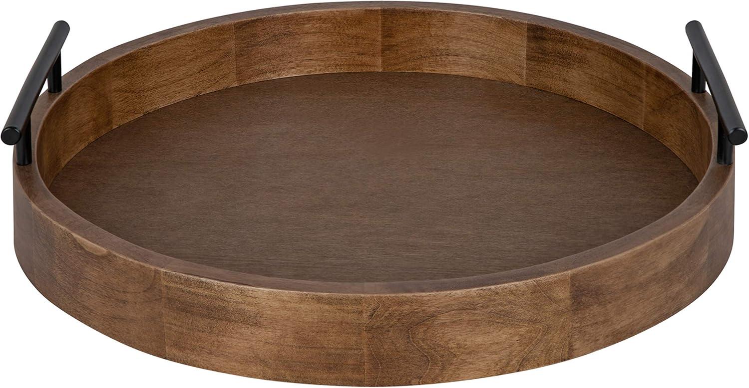 Kate and Laurel Lipton Tray, 15.5" Diameter, Rustic Brown