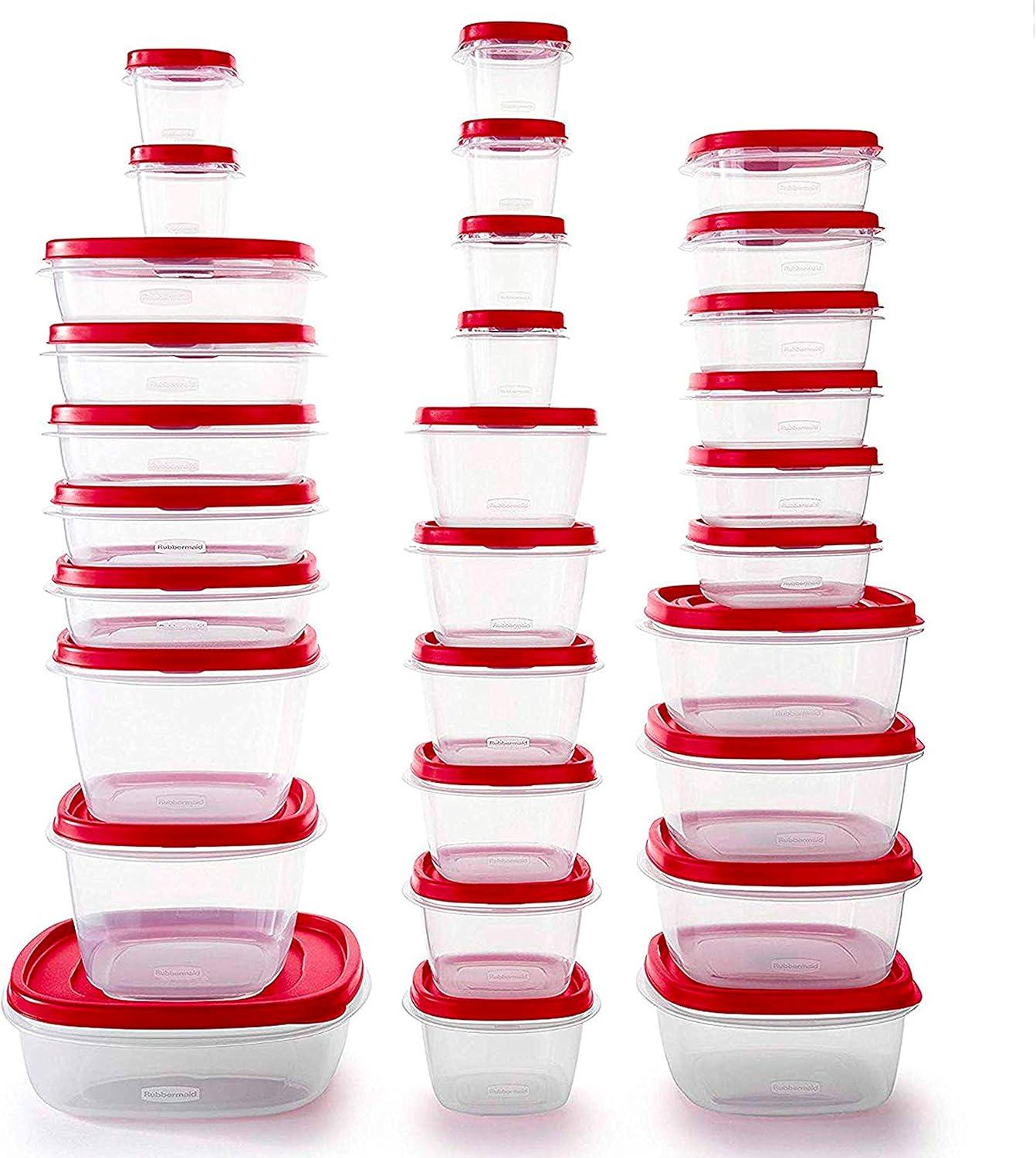 Red BPA-Free 60-Piece Meal Prep Container Set with Snap Lids