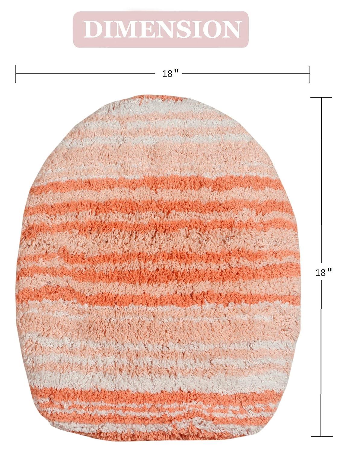 Home Weavers Gradation Collection 100% Cotton Toilet Lid Cover, Soft & Absorbent Bath Accessory, Non-Slip, Machine Washable, 18"x18" Toilet Lid Cover, Coral