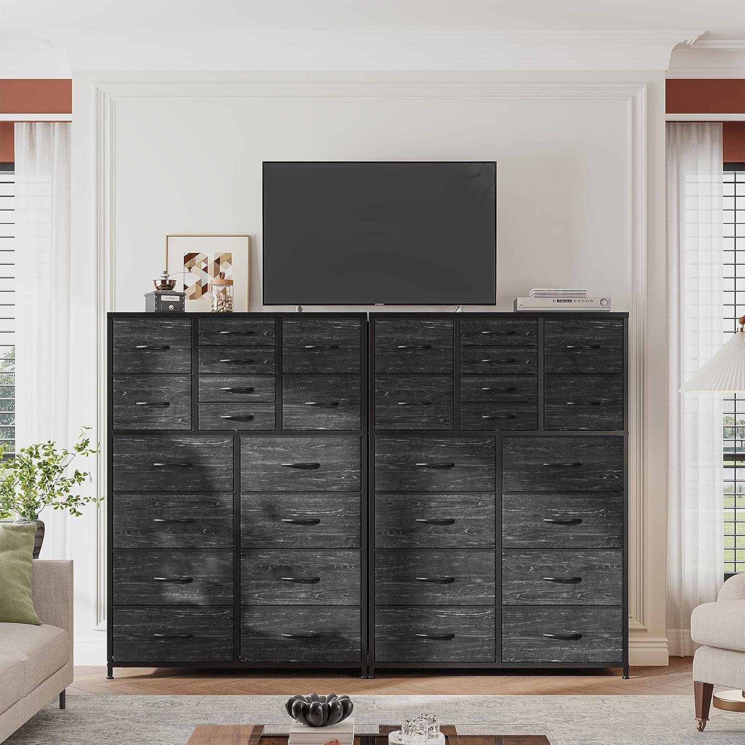 Bennium Dresser, Dresser for Bedroom with 16 Drawer, Bedroom Dressers & Chests of Drawers, Black Dresser for Bedroom, Tall Dresser for Bedroom with Deep Drawers for Closet Entryway, Black Wood Veins