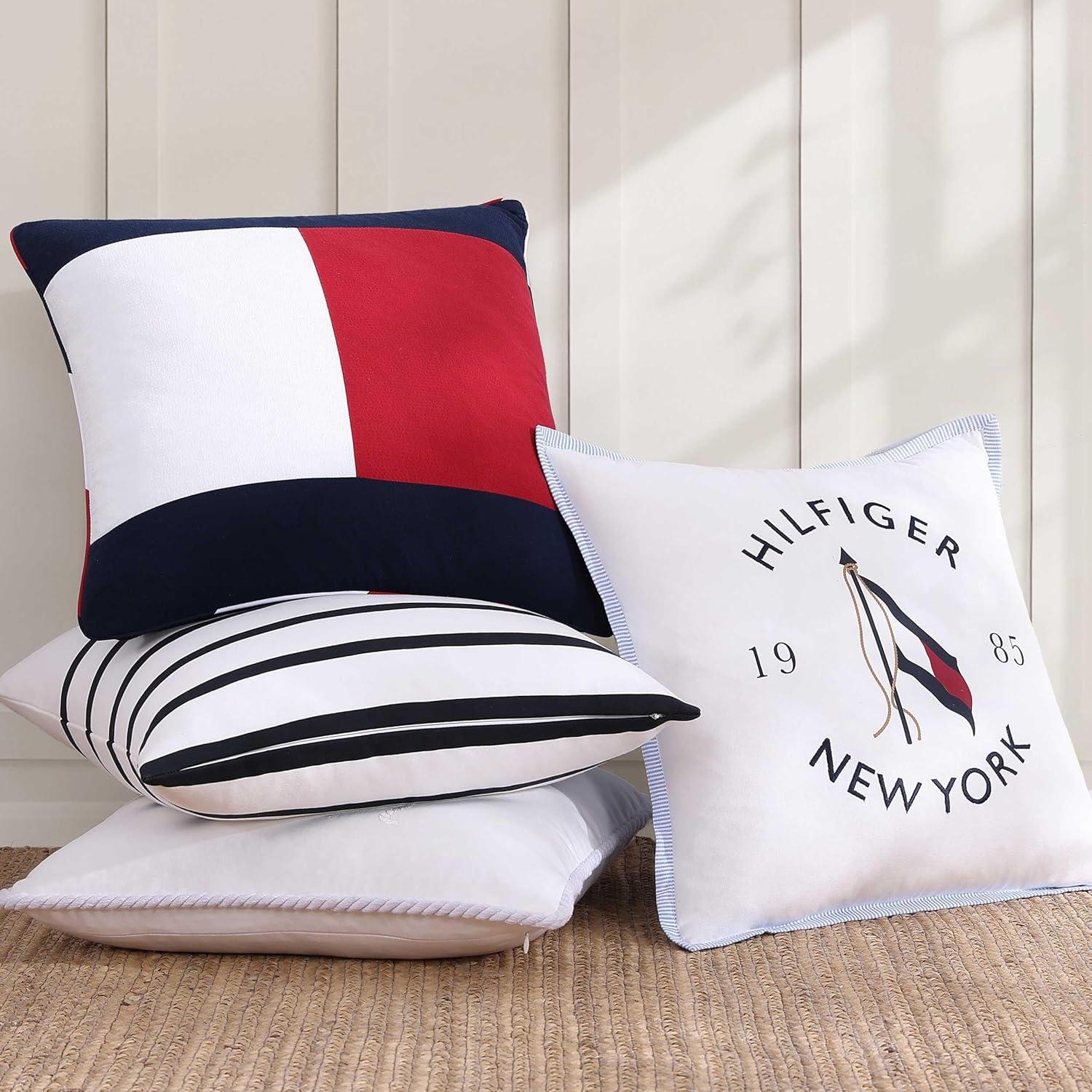 Tommy Hilfiger Waterbury Plaid Tommy Hilfiger Flag Navy Throw Pillow