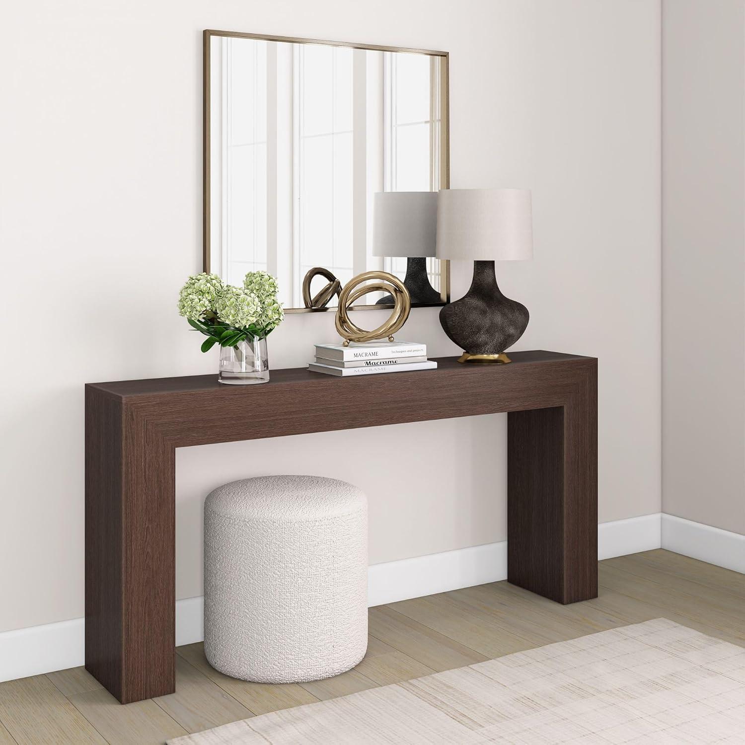 Walnut 66'' Solid Wood Console Table with Storage