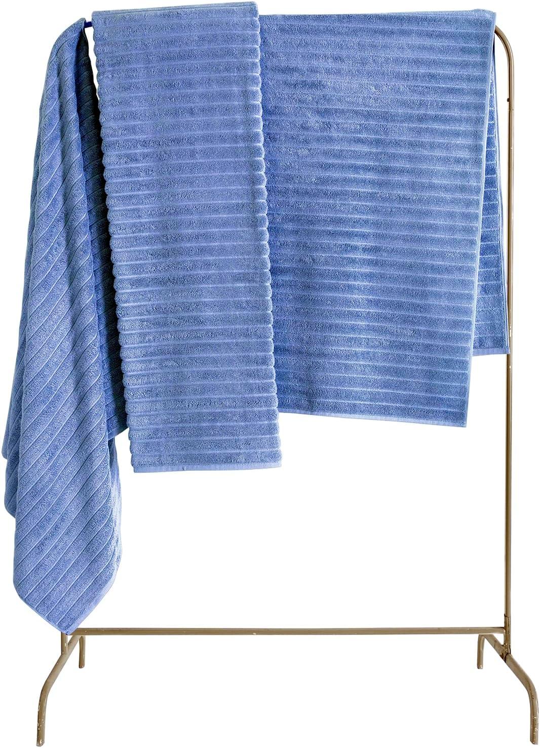 Classic Turkish Towel s Cotton Bath Sheets Set & Oversized Ribbed Towels, Ultra-Soft & Absorbent & Set of 3 - 40x65 Royal Blue