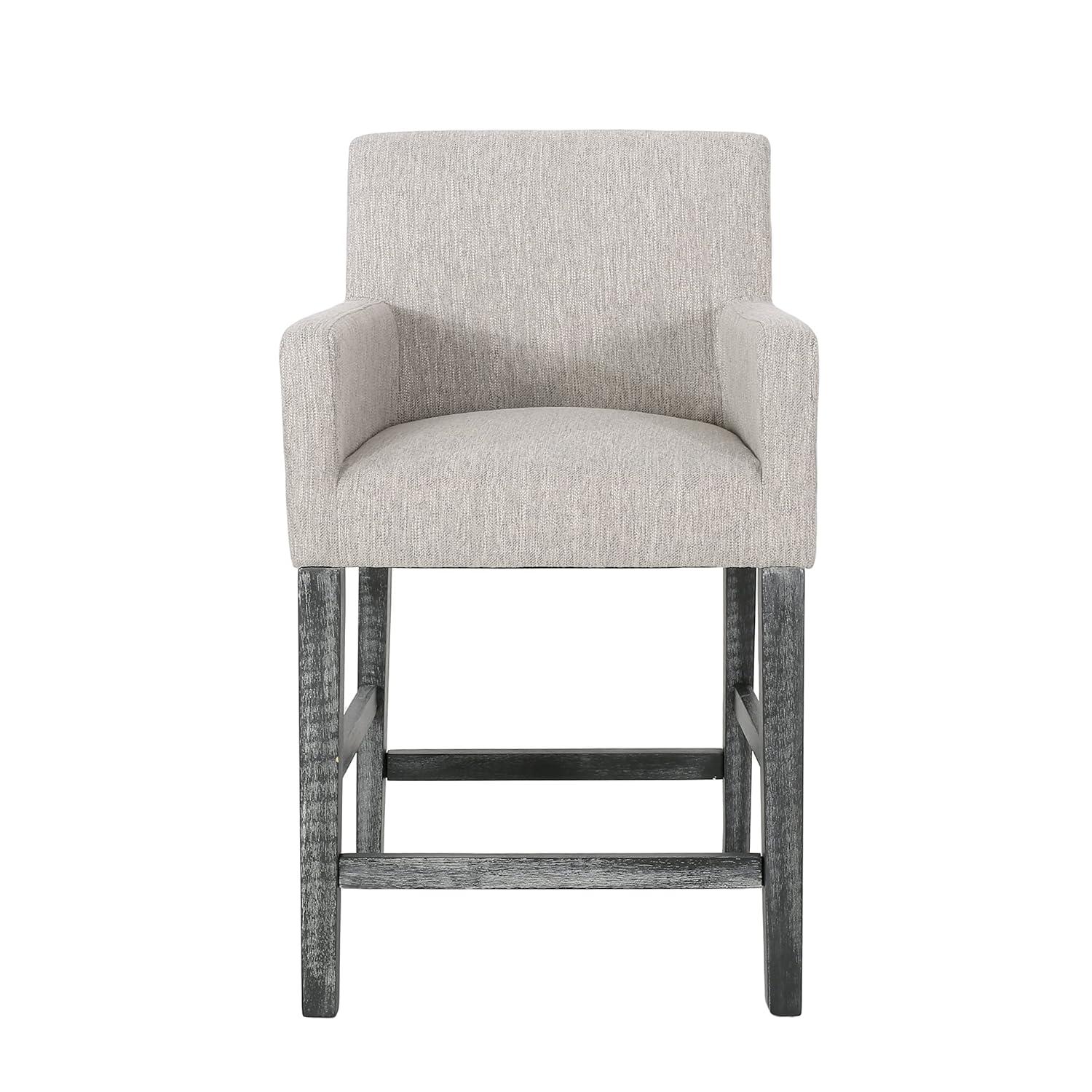 Christopher Knight Home Armga Fabric Upholstered Wood 26 inch Counter Stools (Set of 2) by  Light Gray