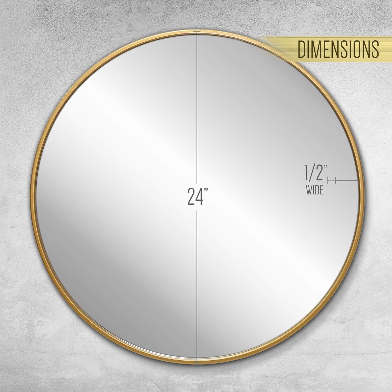 HBCY Creations Gold Circle Wall Mirror 24 Inch Round Wall Mirror for Entryways, Washrooms, Living Rooms and More (Gold, 24")