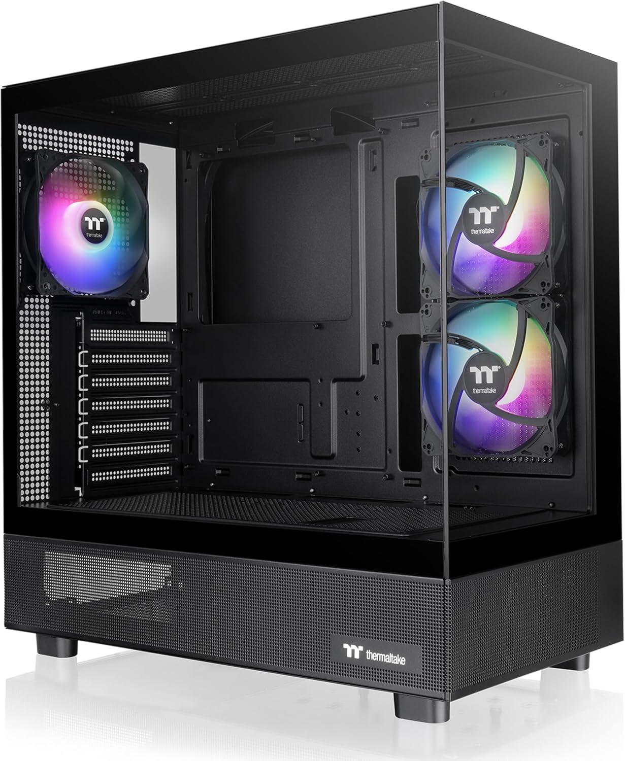 Thermaltake Black Mid Tower E-ATX Case with ARGB Fans