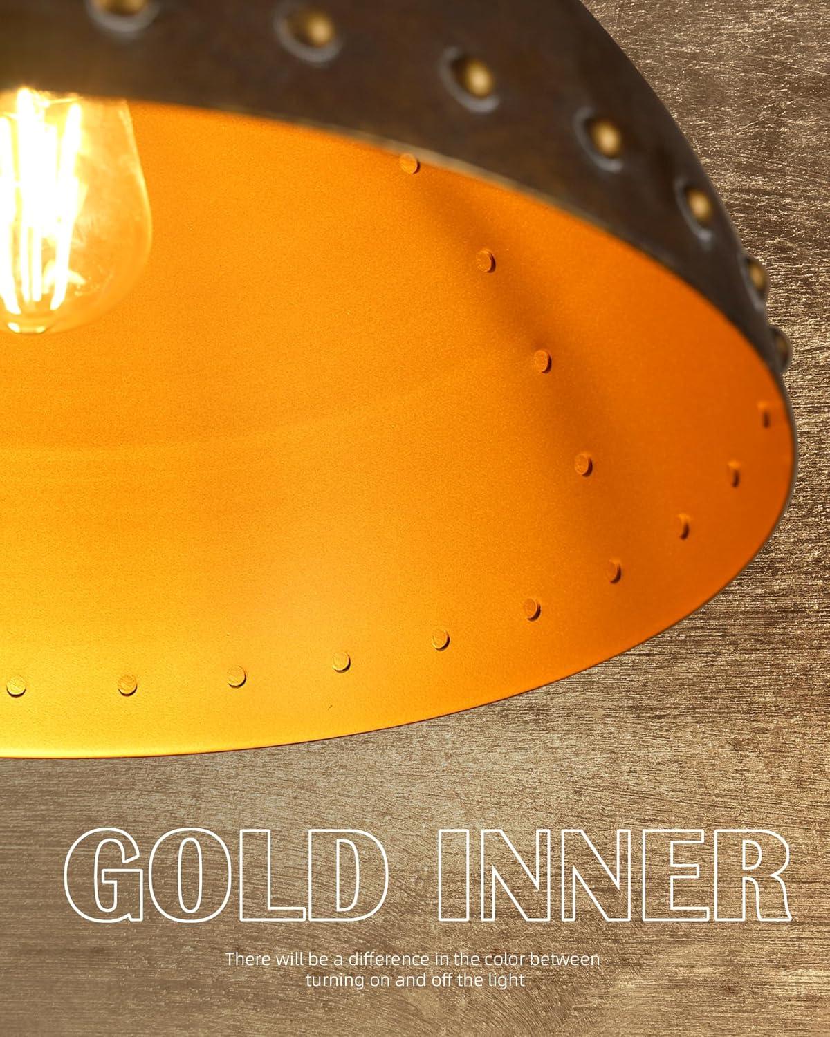 Farmhouse Pendant Light Fixtures, HWH Barn Hanging Lighting for Kitchen Island 12'' with Height Adjustable Chain, Antique Brass Kitchen Island Lighting with Metal Dome Shade, 5HZG103H RG