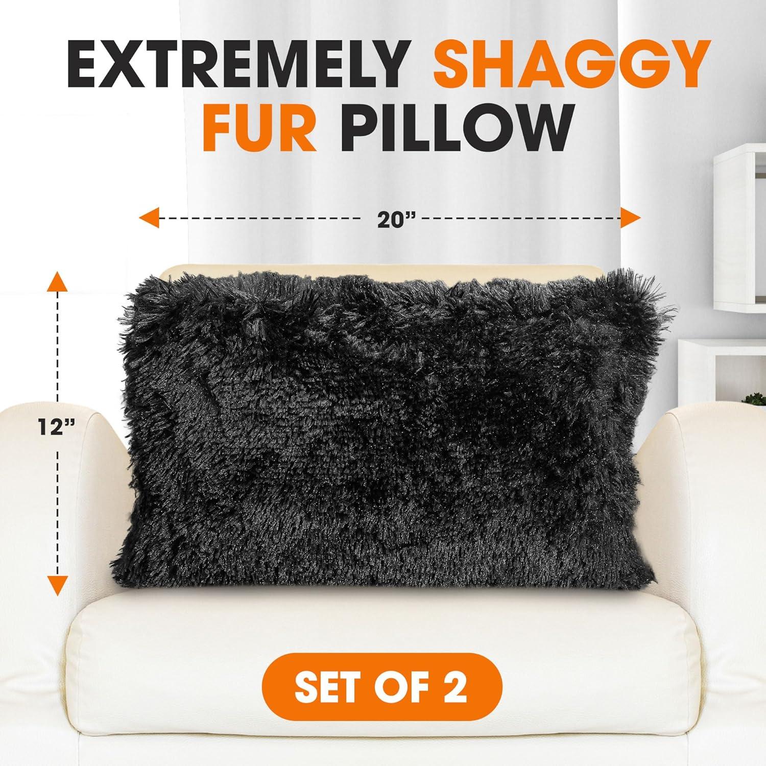Cheer Collection Cheer Collection Shaggy Hair Decorative Throw Pillows (Set of 2)
