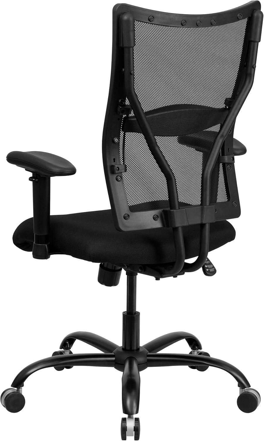 Flash Furniture HERCULES Series Big & Tall 400 lb. Rated Black Mesh Executive Swivel Ergonomic Office Chair with Adjustable Arms