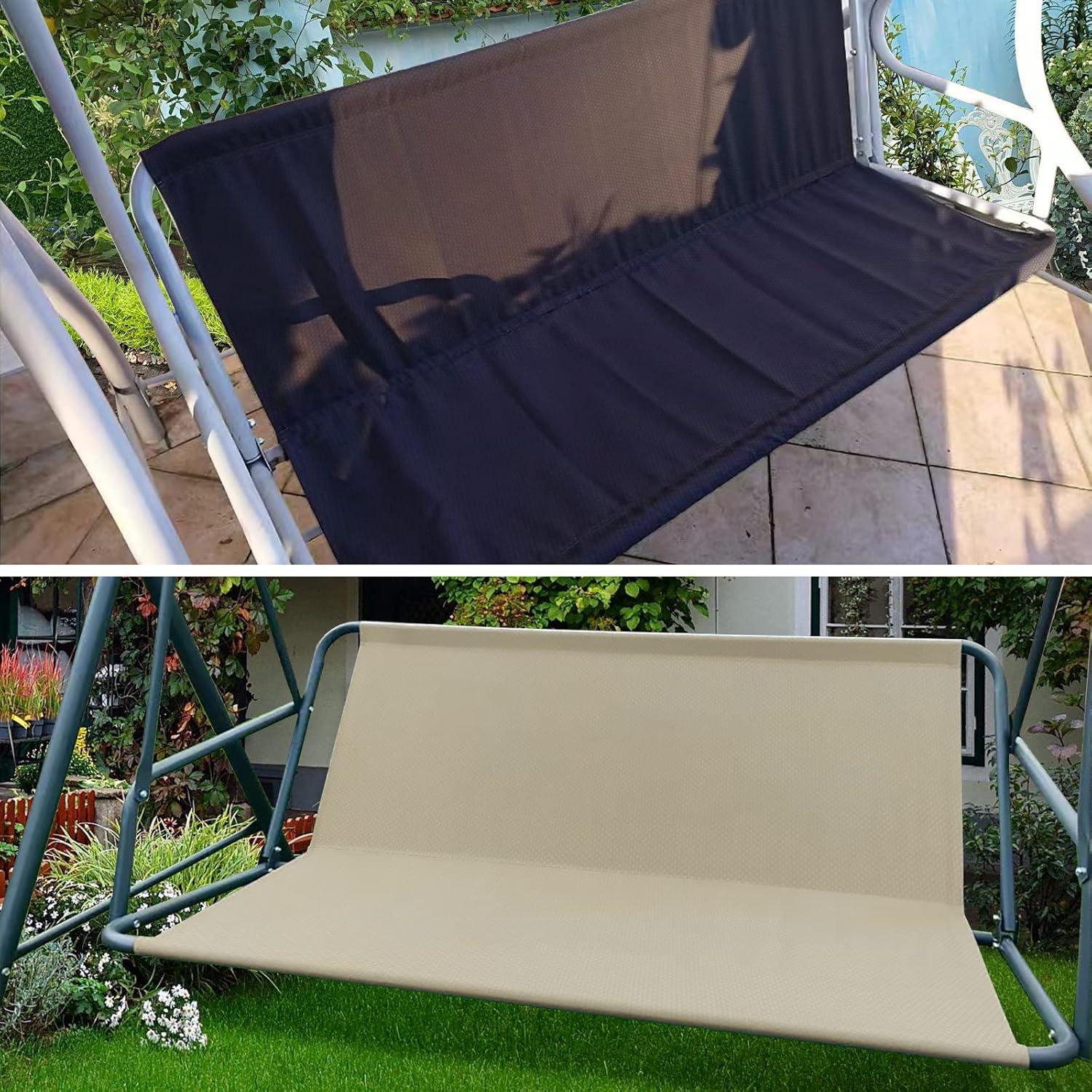 Porch Patio Swing Seat Cover, Bench Swing Replacement Covers, 600D Thicken Oxford Waterproof Fabric Swings Seat Cover for Outdoor Garden Swings Chair 45.3x18.9x18.9inch(Beige-S)