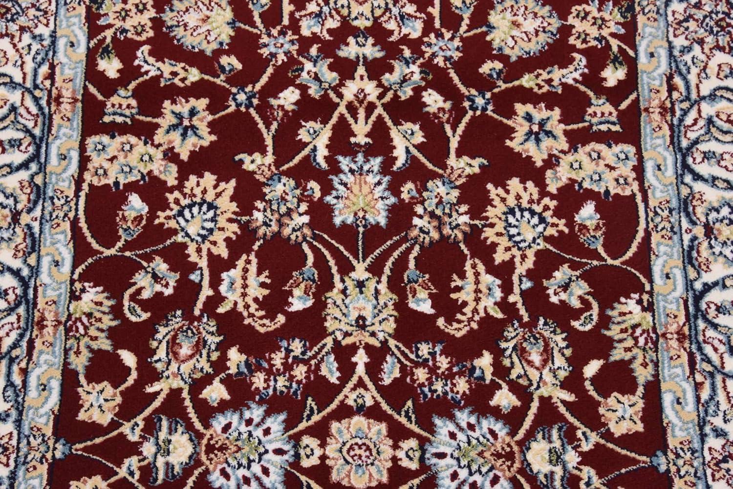 Rugs.com Rabia Collection Rug – 3' x 13' Runner Burgundy Low Rug Perfect For Hallways, Entryways