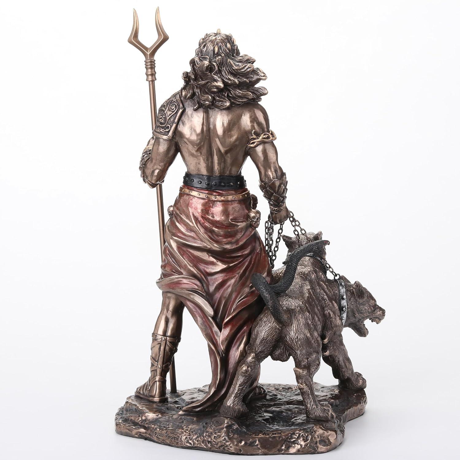 Veronese Design 9 7/8 Inch Hades Greek God of The Underworld with Cerberus Hound Cold Cast Resin Bronze Finish Sculpture