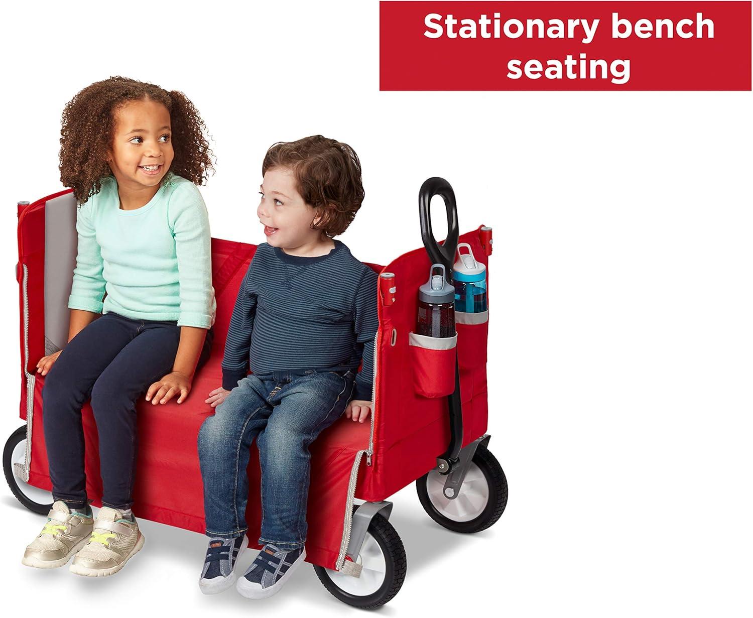 Radio Flyer, 3-in-1 off-Road EZ Folding Kids Wagon with Canopy, Puncture Proof Tires, Red