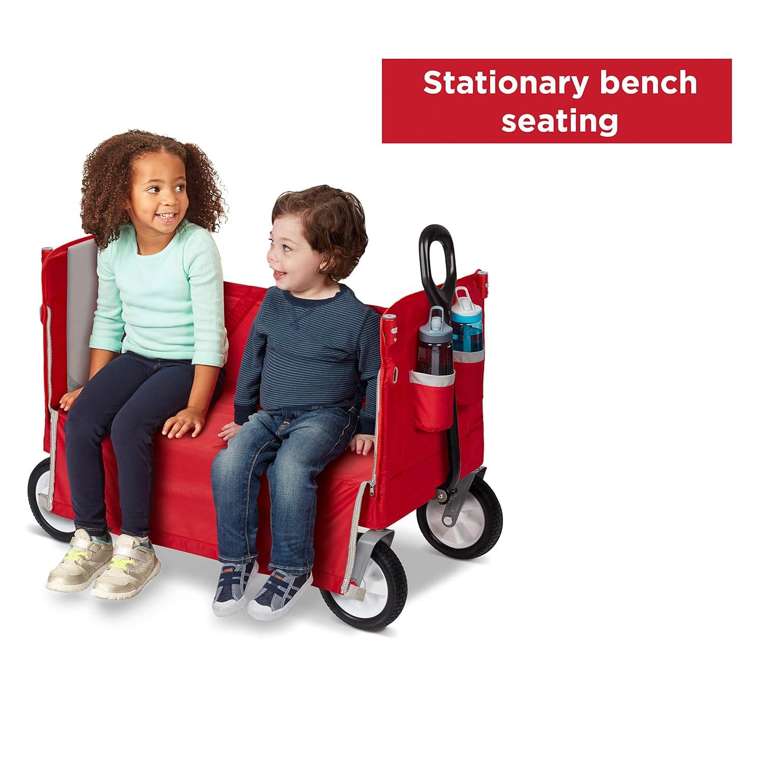 Radio Flyer, 3-in-1 off-Road EZ Folding Kids Wagon with Canopy, Puncture Proof Tires, Red