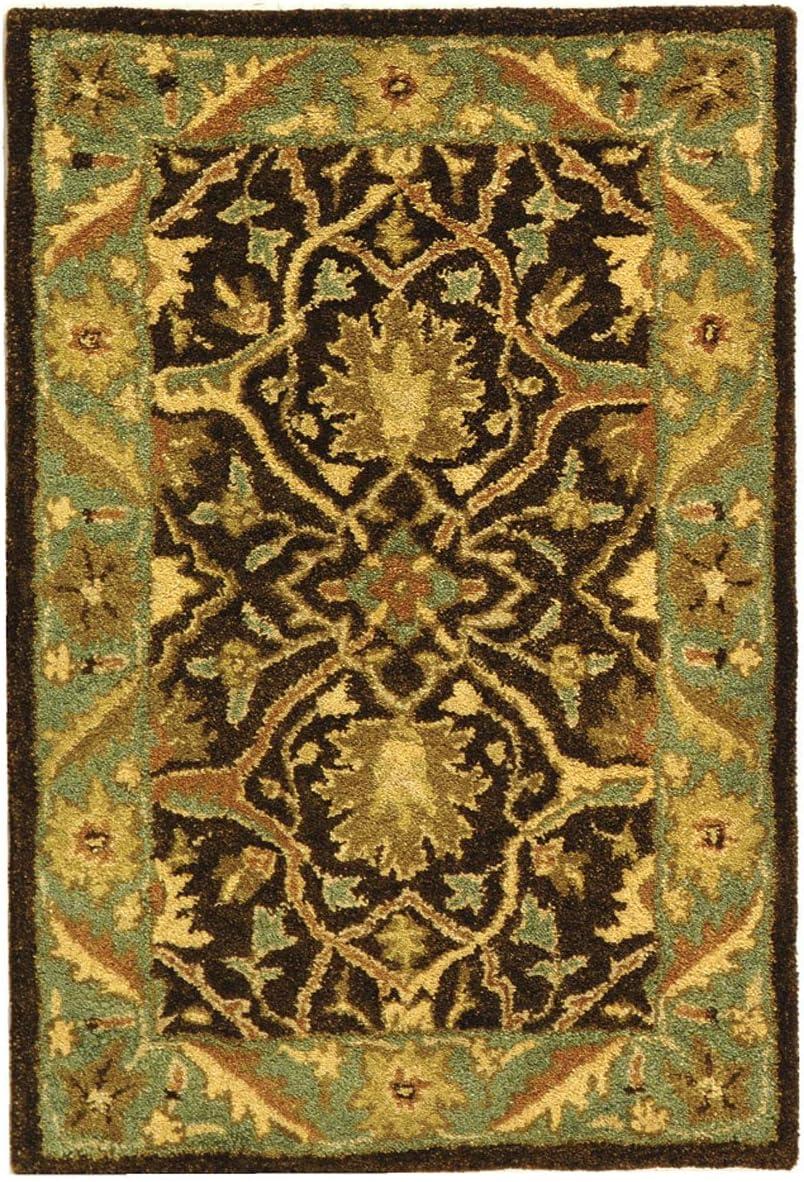 Antiquity Brown and Green Wool 2' x 3' Handmade Area Rug