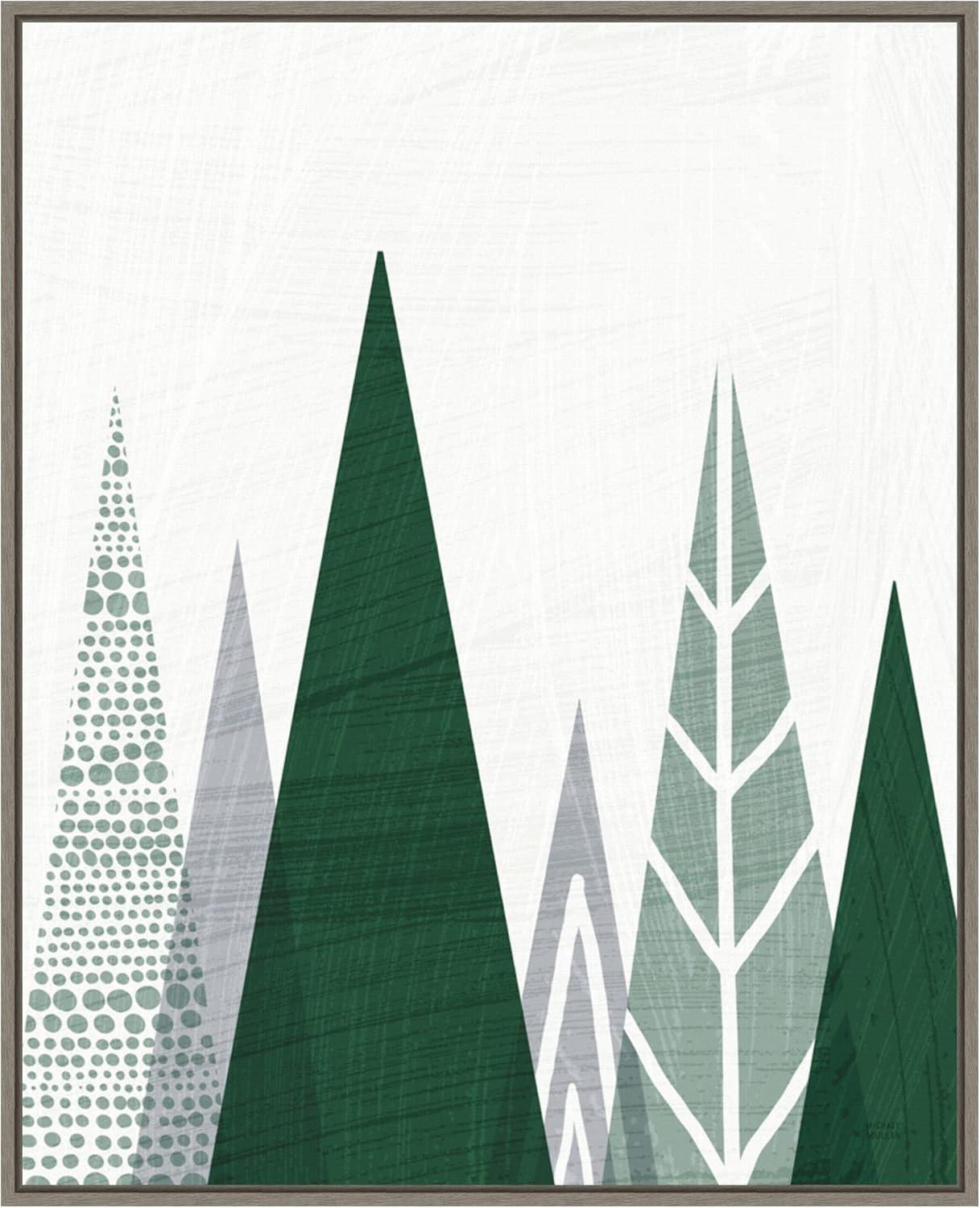 Amanti Art Geometric Forest II Green Gray by Michael Mullan Canvas Wall Art Print Framed 23-in. x 28-in.