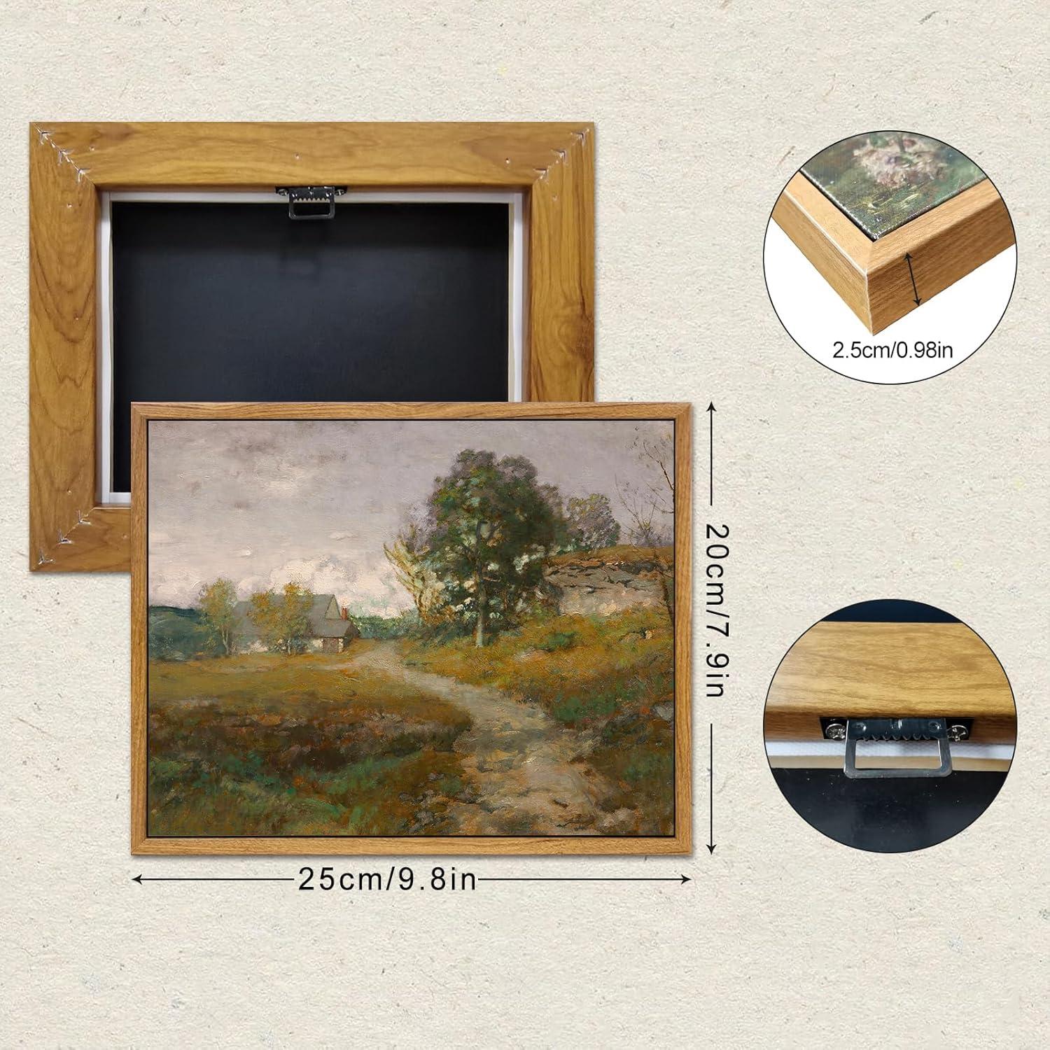 Vintage Landscape Canvas Print with Natural Wood Frame, 8x10