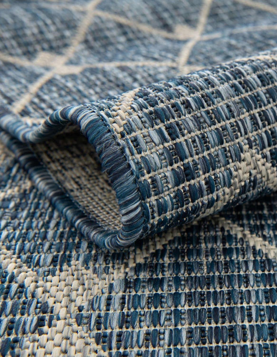 Unique Loom 7' 0 x 7' 0 Octagon Indoor/Outdoor Trellis Blue Area Rug