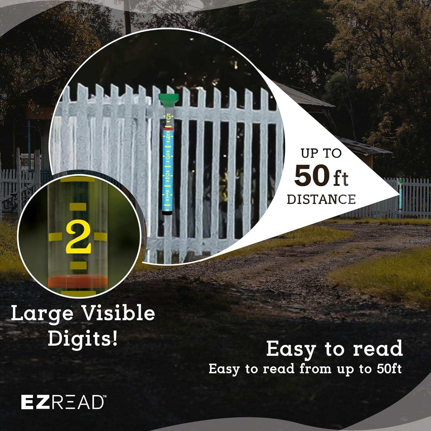12 Piece EZRead Rain Gauge W/ Enhanced Readability - Ground Stakes Included