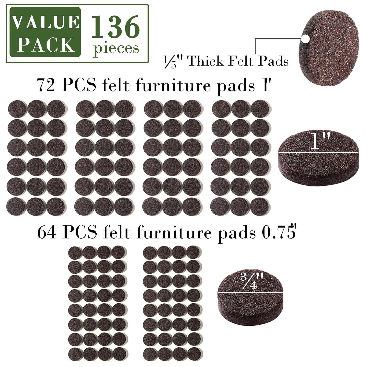 Fursafe&Q Felt Furniture Pads, Furniture Felt Pads for Hardwood Floors -Self Adhesive Chair Leg Floor Protectors, Protect from Nicks, Dents and Scratches, Chair Feet Protectors 136 Pcs Chair Feet