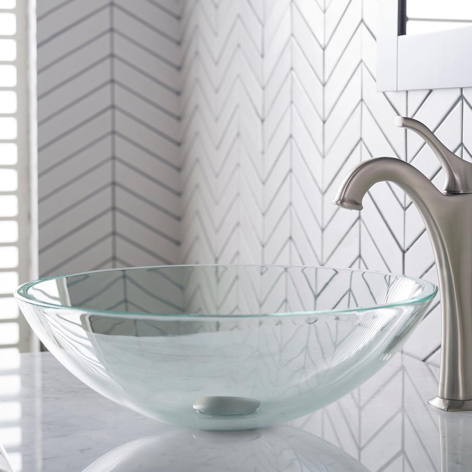 Clear Glass Glass Circular Vessel Bathroom Sink