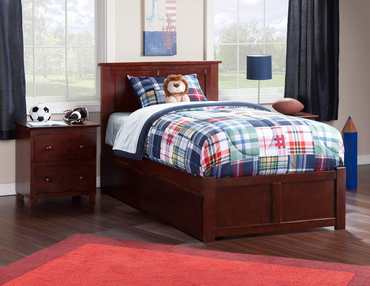 Madison Platform Bed with Flat Panel Foot Board and 2 Urban Bed Drawers in Multiple Colors and Sizes