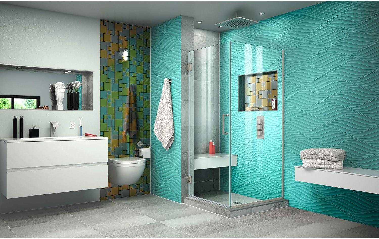 Unidoor Plus 30.375" W x 30" D x 72" H Frameless Pivot Rectangle Shower Enclosure