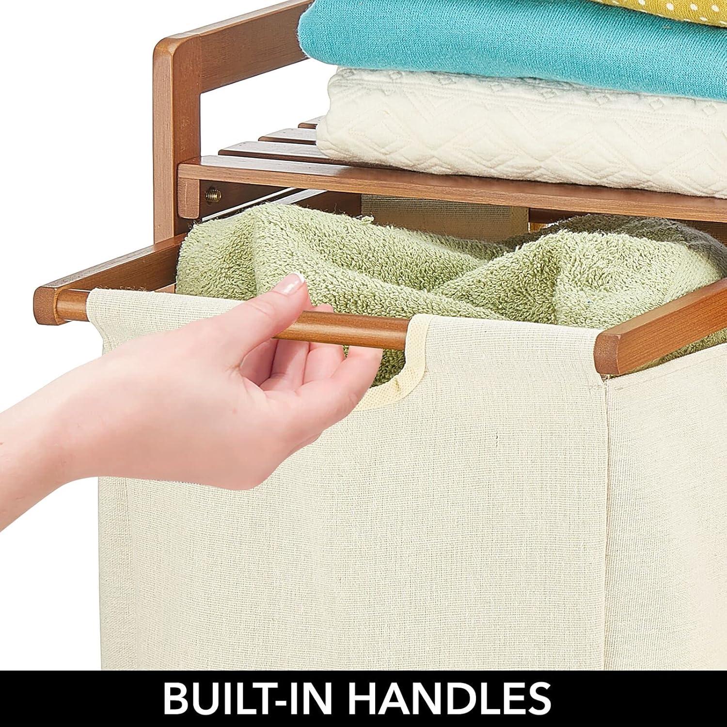 mDesign Versatile Dual Compartments Laundry Hampers, Vintage