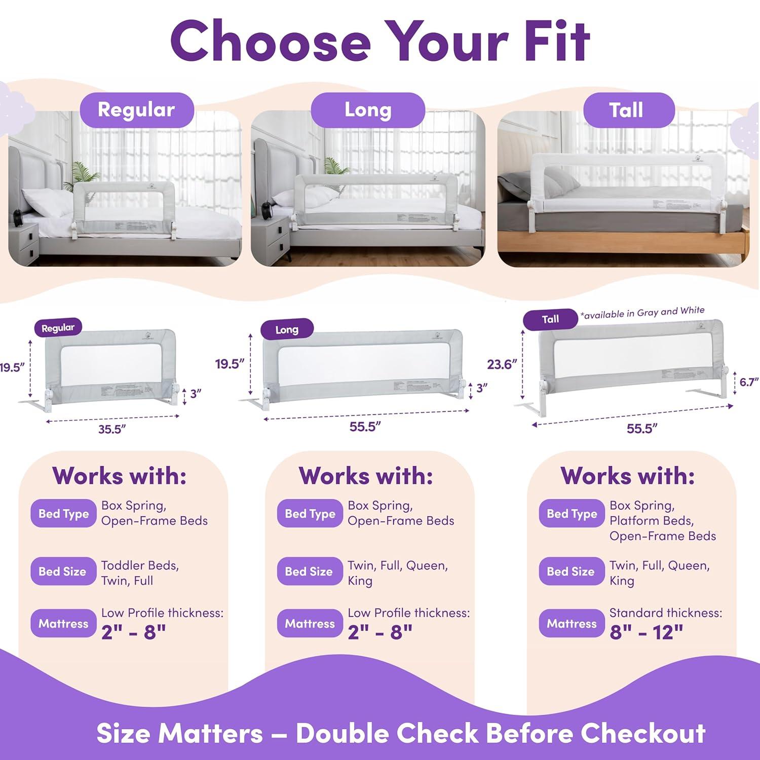 Toddler Bed Rail Guard – Gray Regular Version (35.5" x 19.5") 1/ Pack