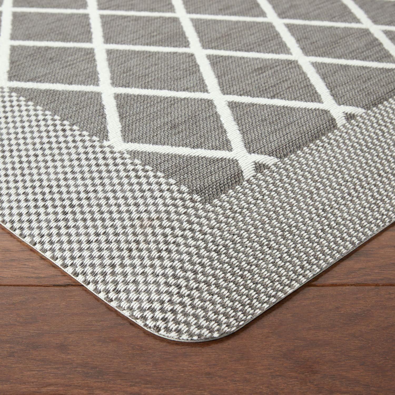 Gray Trellis Memory Foam Anti-Fatigue Kitchen Mat