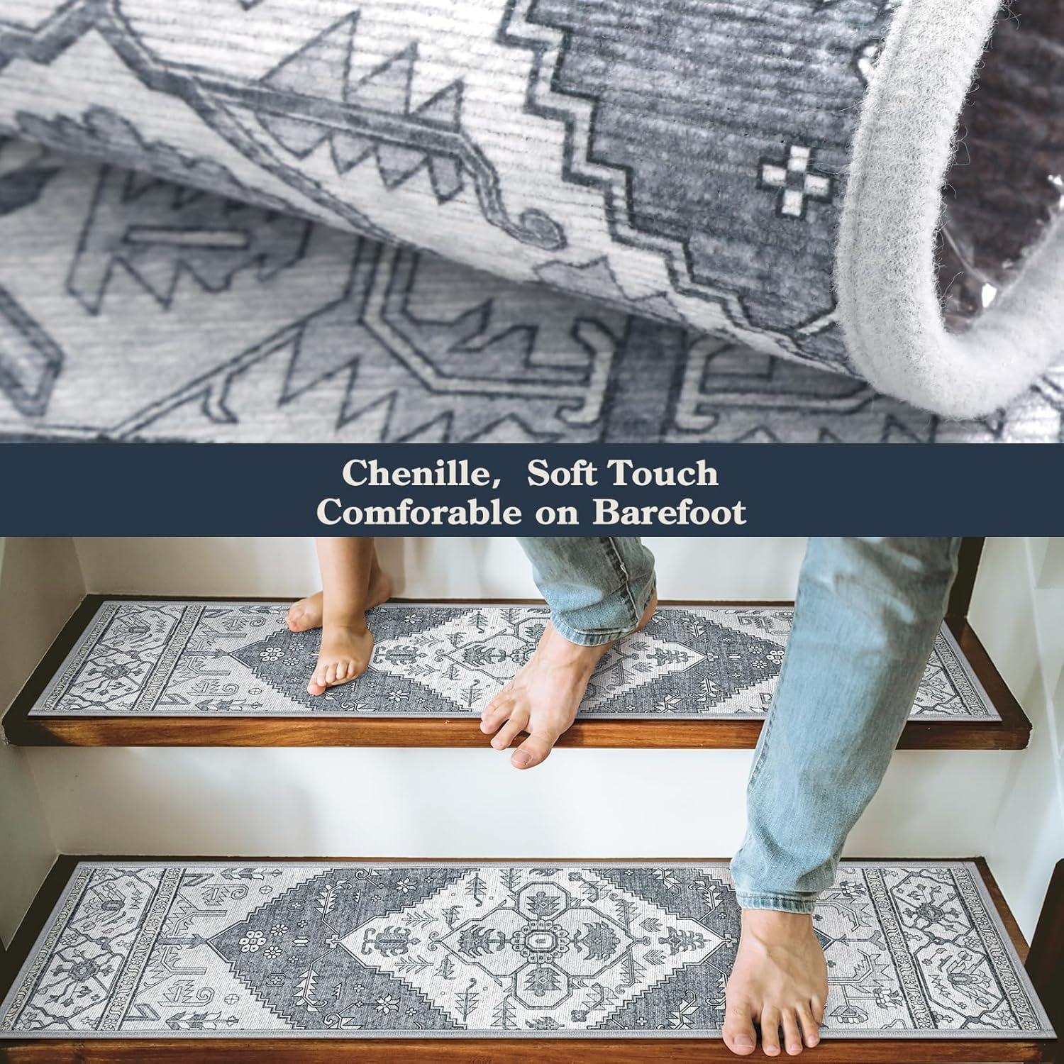 The Holiday Aisle® Non Slip Stair Treads Indoor 15 Pack 8" X 30" Carpet Treads for Wood Stairs